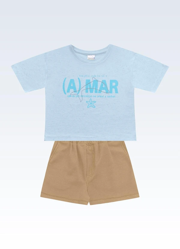 Fakini Kids - Conjunto Blusa/Shorts Azul