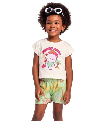 Fakini Kids - Conjunto Blusa/Shorts Bege - FAKINI KIDS