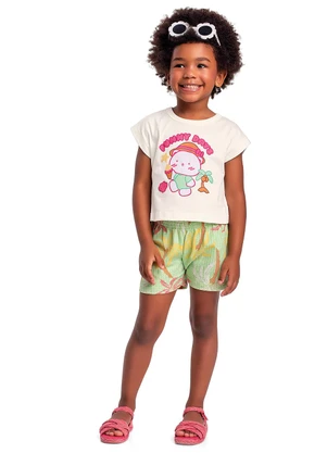 Fakini Kids - Conjunto Blusa/Shorts Bege - FAKINI KIDS