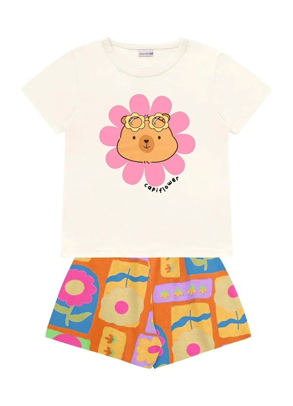 Fakini Kids - Conjunto Blusa/Shorts Bege