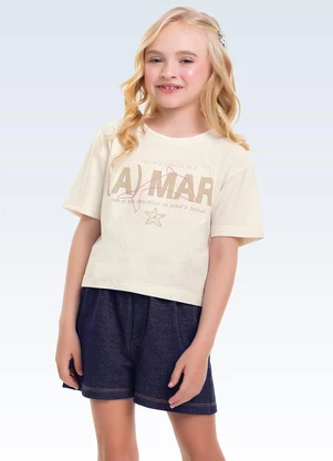 Fakini Kids - Conjunto Blusa/Shorts Bege - FAKINI KIDS