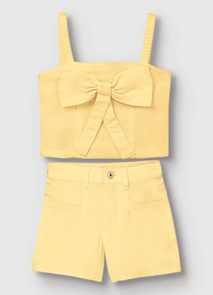 Carinhoso - Conjunto Blusa & Shorts com Laço Amarelo - CARINHOSO