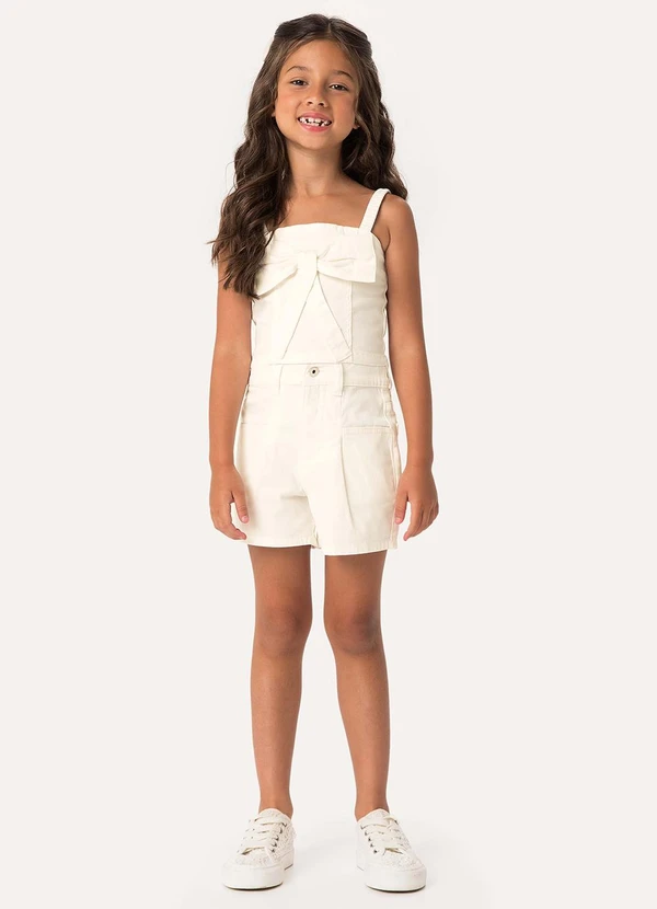 Carinhoso - Conjunto Blusa & Shorts com Laço Off White