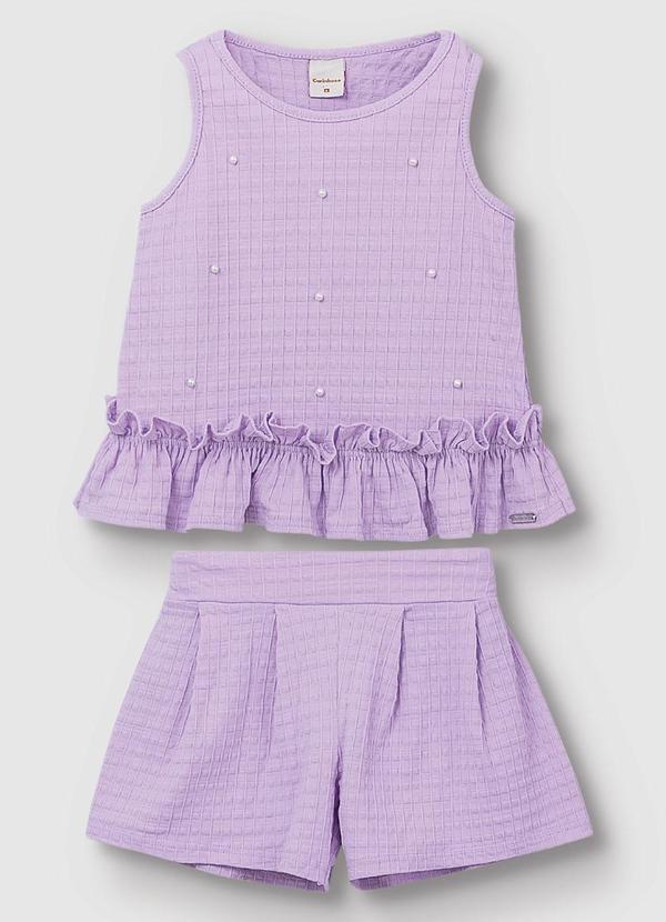 Carinhoso - Conjunto Blusa & Shorts com Pérolas Lavanda 1