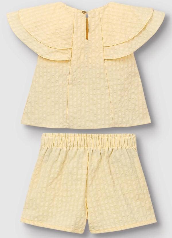 Carinhoso - Conjunto Blusa & Shorts em Anarruga Amarelo Paste 3