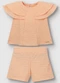 Carinhoso - Conjunto Blusa & Shorts em Anarruga Rosa Pastel - variação: Conjunto Blusa & Shorts em Anarruga (Laranja Paste