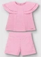 Carinhoso - Conjunto Blusa & Shorts em Anarruga Rosa Pastel - variação: Rosa Pastel