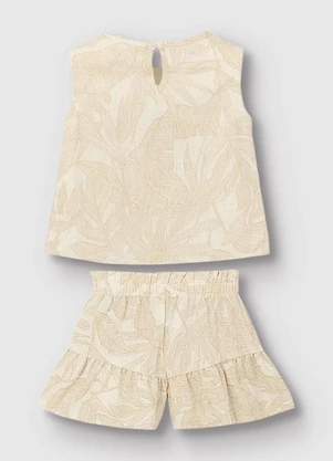 Carinhoso - Conjunto Blusa & Shorts Folhagens Areia - CARINHOSO
