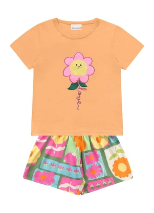 Fakini Kids - Conjunto Blusa/Shorts Laranja - FAKINI KIDS