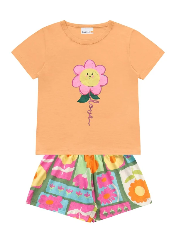 Fakini Kids - Conjunto Blusa/Shorts Laranja