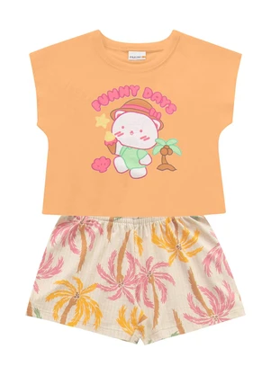 Fakini Kids - Conjunto Blusa/Shorts Laranja - FAKINI KIDS