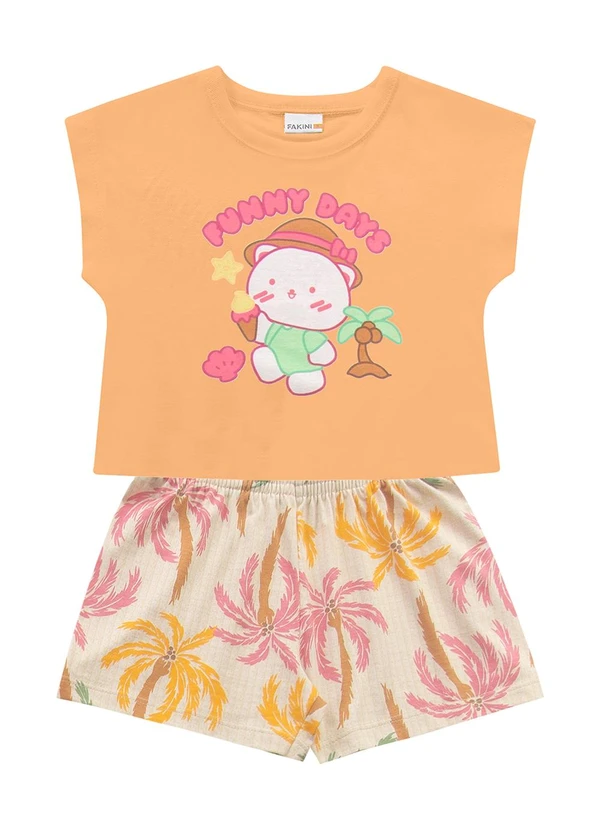 Fakini Kids - Conjunto Blusa/Shorts Laranja