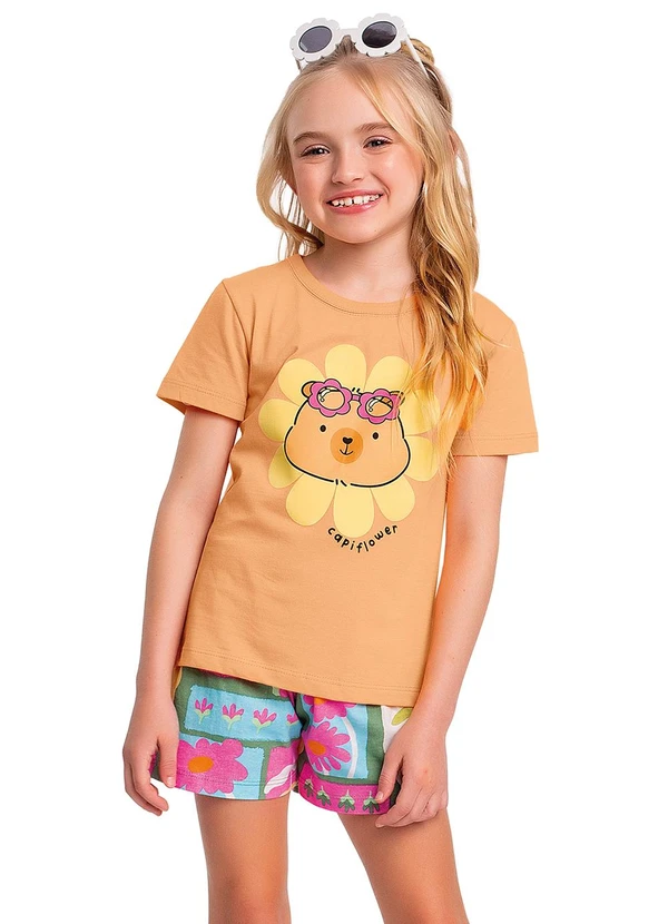 Fakini Kids - Conjunto Blusa/Shorts Laranja