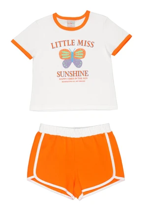 Tink Bink - Conjunto Blusa Shorts Moletinho Laranja - TINK BINK