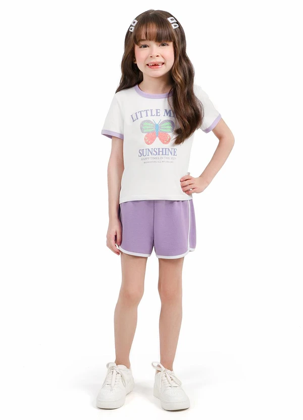Tink Bink - Conjunto Blusa Shorts Moletinho Lilas