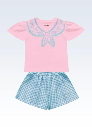Fakini Kids - Conjunto Blusa/Shorts Rosa - FAKINI KIDS