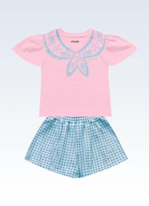 Fakini Kids - Conjunto Blusa/Shorts Rosa