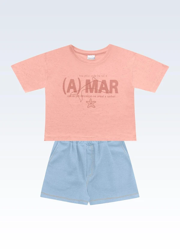 Fakini Kids - Conjunto Blusa/Shorts Rosa