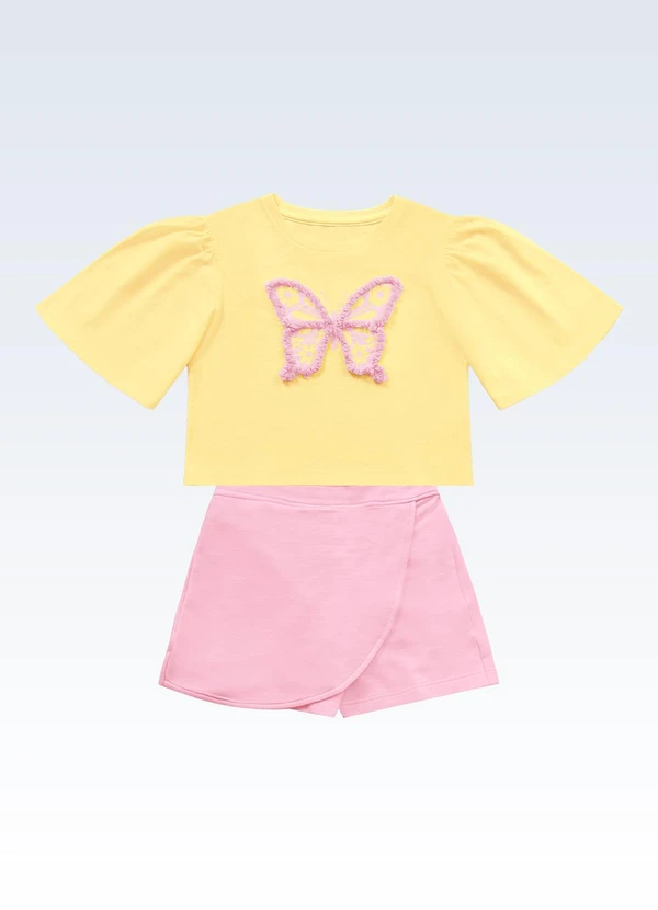 Fakini Kids - Conjunto Blusa/Shorts Saia Amarelo