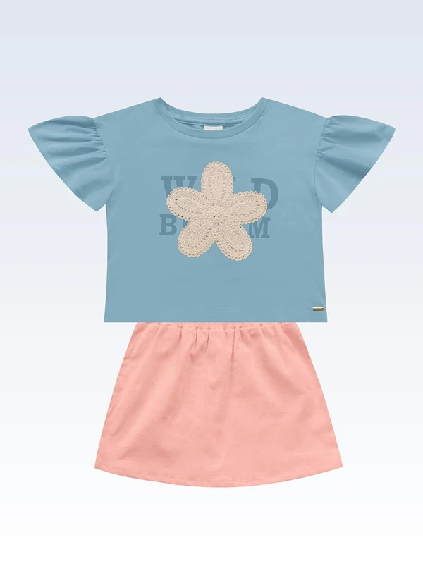 Fakini Kids - Conjunto Blusa/Shorts Saia Azul