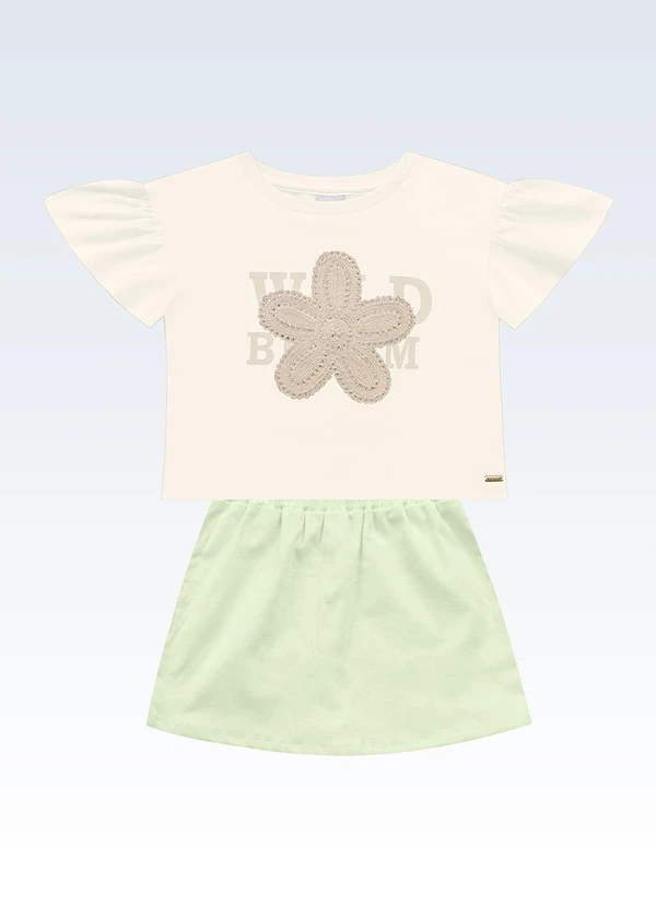 Fakini Kids - Conjunto Blusa/Shorts Saia Bege