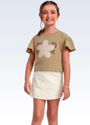 Fakini Kids - Conjunto Blusa/Shorts Saia Marrom - FAKINI KIDS