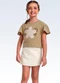 Fakini Kids - Conjunto Blusa/Shorts Saia Azul - variação: Marrom