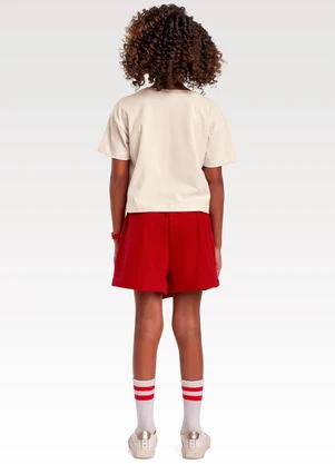 Fakini Kids - Conjunto Blusa/Shorts Saia Minnie Bege - FAKINI KIDS