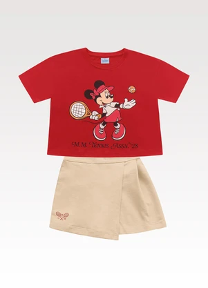 Fakini Kids - Conjunto Blusa/Shorts Saia Minnie Vermelho - FAKINI KIDS