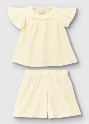 Carinhoso - Conjunto Blusa & Shorts Texturizada Areia - CARINHOSO