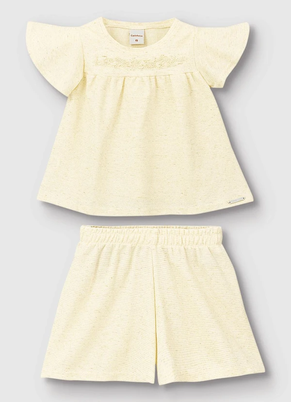 Carinhoso - Conjunto Blusa & Shorts Texturizada Areia