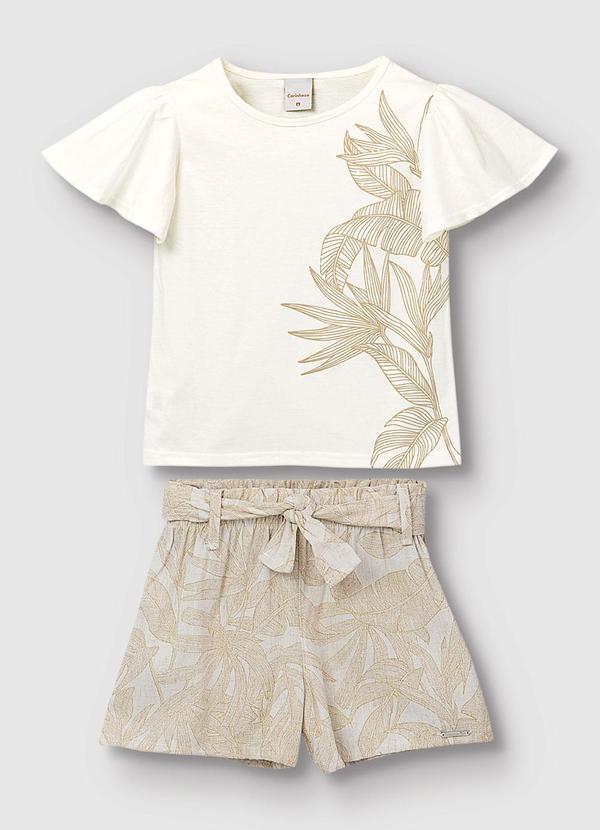 Carinhoso - Conjunto Blusa & Shorts Tropical Off White