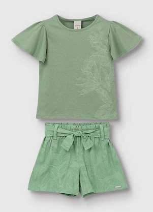 Carinhoso - Conjunto Blusa & Shorts Tropical Verde Musgo - CARINHOSO
