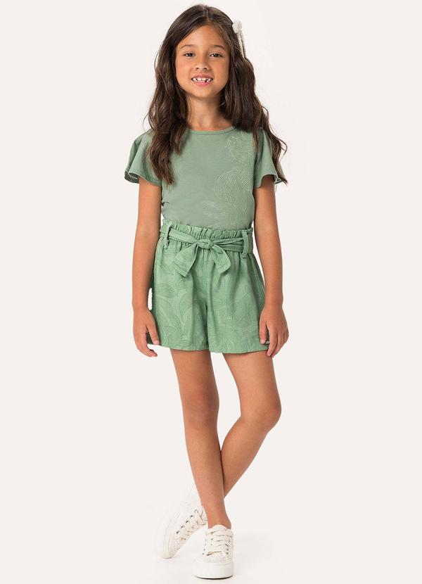 Carinhoso - Conjunto Blusa & Shorts Tropical Verde Musgo