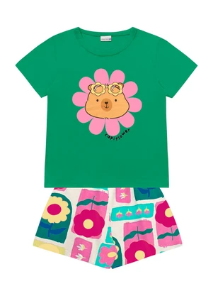 Fakini Kids - Conjunto Blusa/Shorts Verde - FAKINI KIDS