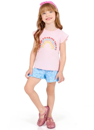 Tink Bink - Conjunto Blusa Silk e Short com Babadinho Rosa - TINK BINK