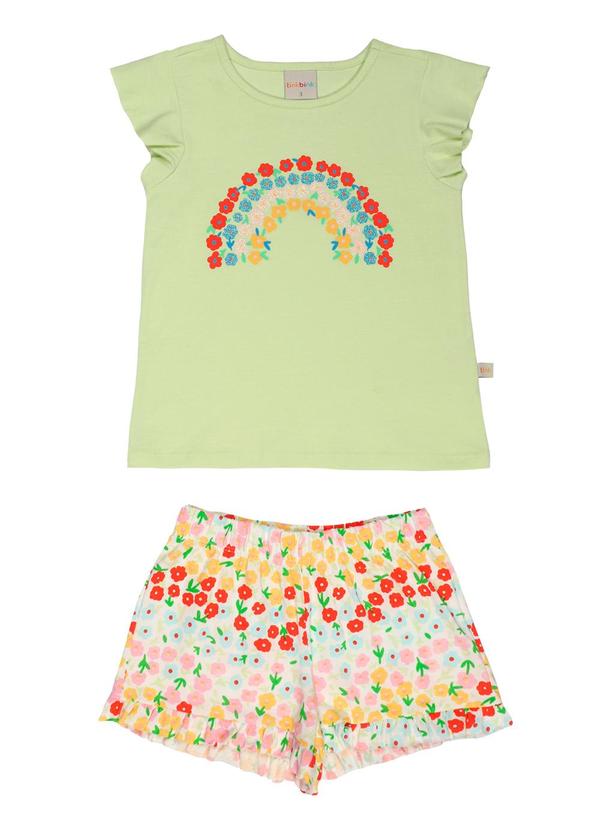 Tink Bink - Conjunto Blusa Silk e Short com Babadinho Verde