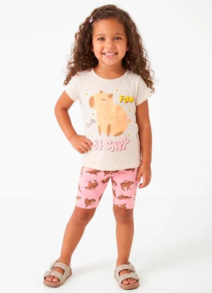 Sweet Lemon - Conjunto Blusa Slk e Ciclista Bege - SWEET LEMON