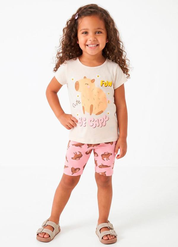 Sweet Lemon - Conjunto Blusa Slk e Ciclista Bege
