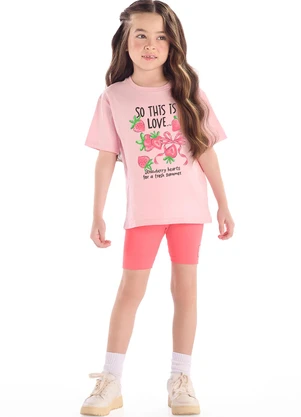 Conjunto Blusa Strass Ciclista Quimby Rosa - QUIMBY