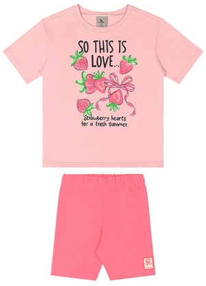 Quimby - Conjunto Blusa Strass Ciclista Rosa - QUIMBY