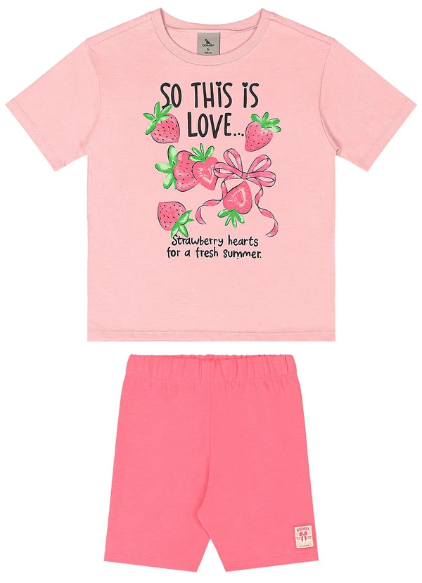 Quimby - Conjunto Blusa Strass Ciclista Rosa 2