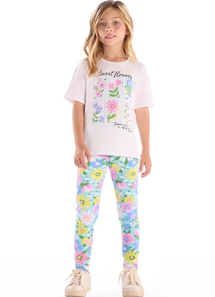 Quimby - Conjunto Blusa Strass e Legging Branco - QUIMBY