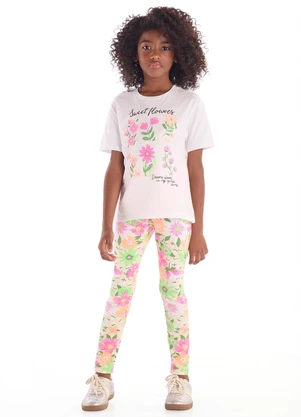 Quimby - Conjunto Blusa Strass e Legging Branco - QUIMBY