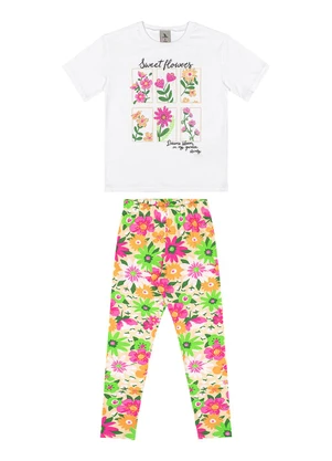 Quimby - Conjunto Blusa Strass e Legging Branco - QUIMBY