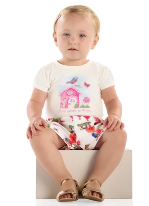 Conjunto Blusa Strass e Short Menina Quimby Branco - QUIMBY