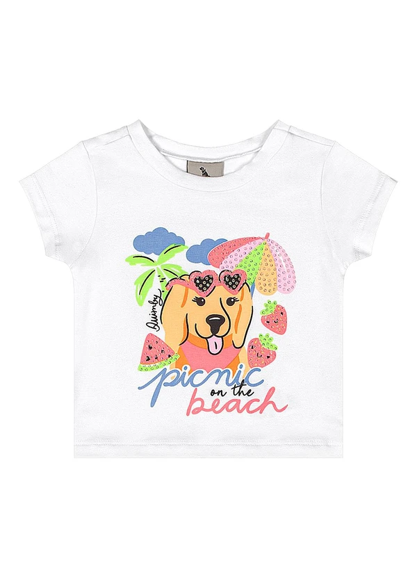 Quimby - Conjunto Blusa Strass Short Branco 3