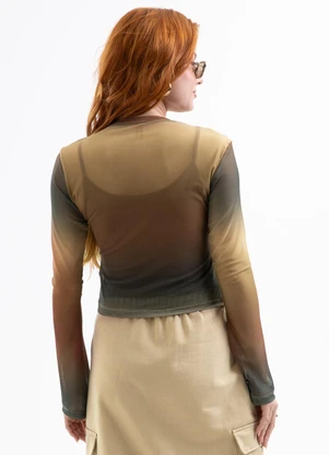 Cativa You - Conjunto Blusa Tule e Regata em Viscose Marrom - CATIVA YOU
