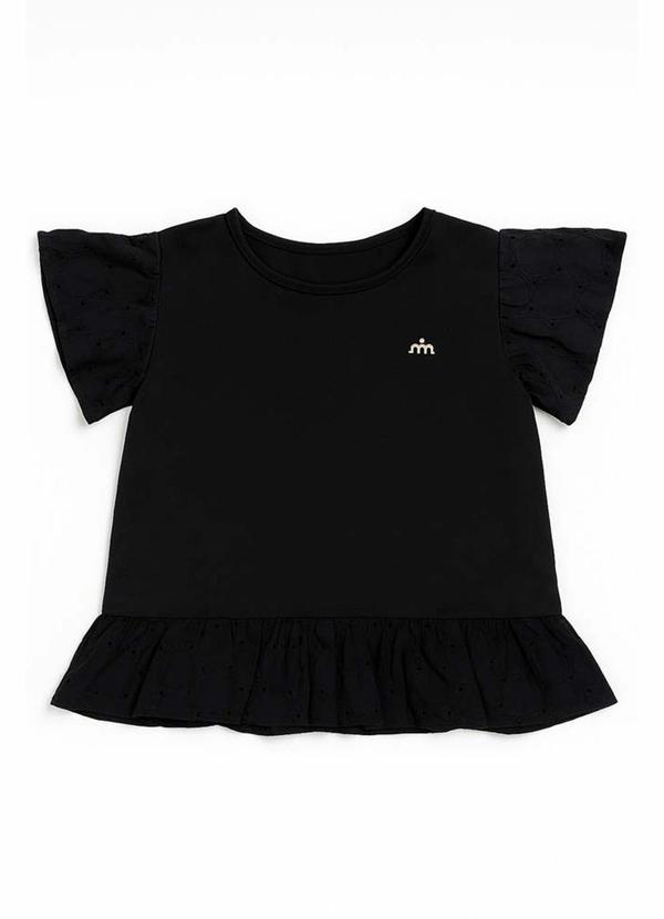 Milli e Nina - Conjunto Blusa Twill e Shorts de Laise Preto 2