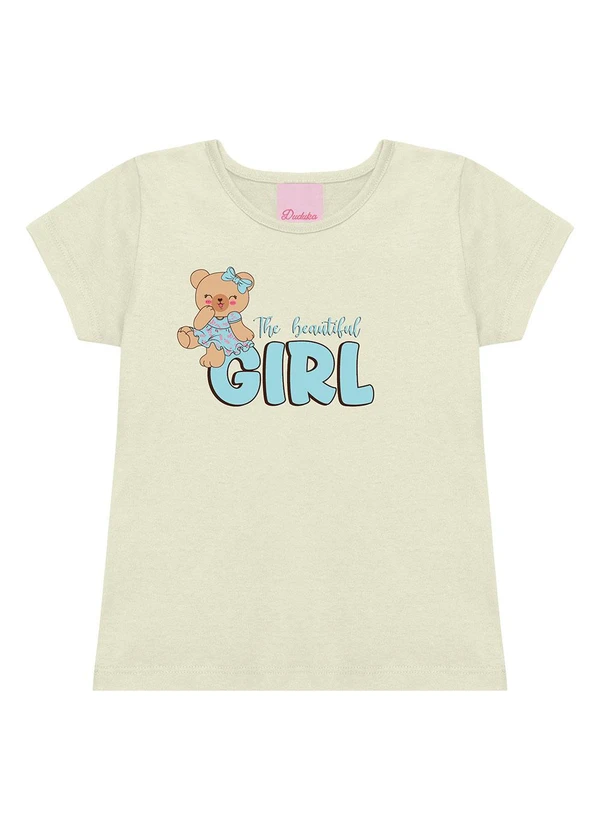 Duduka - Conjunto Blusa Urso Girl e Short Folhas Bege